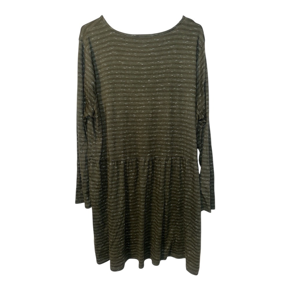J. Jill Pure Jill Olive Green Striped Drop Waist Shift Dress, XL - Picture 3 of 6
